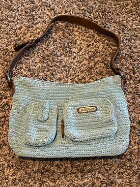 Vintage Rosetti Wallet To Go Blue Crochet Multi-Pocket Shoulder Bag Y2K